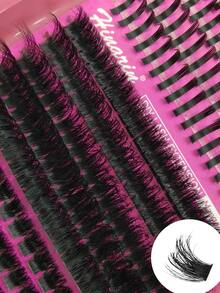 Hinarin 237 Pcs D Curl Individual Lashes Kit Fluffy Spiky+100D+120D Mixed Individual Eyelashes Extensions 12-20mm Mixed Volume Pointed Cluster Lashes Reusable Thick Soft Lash Clusters Kit With Lash Brush Glue And Tweezers Suitable For Daily Party Travel And All Occasions - 黑色 - 查看 5