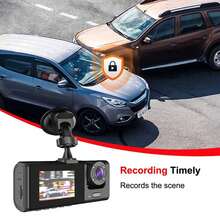 三通道 1080P 全高清行车记录仪，双镜头，2 英寸显示屏，循环录制，不含 SD 卡 - 黑色 - 查看 2