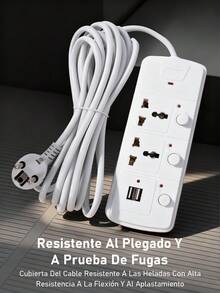 EXTENSION MULTICONTACTO REGLETA 2 ENCHUFES 2 Puertos Usb - Blanco - Ver 5