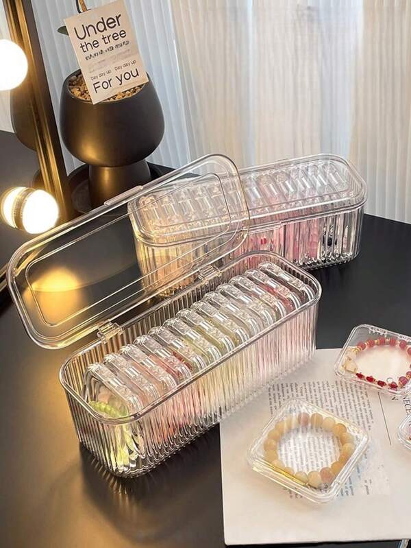 1pc/2pcs Anti-Oxidation Bracelet Storage Box, Transparent Acrylic Crystal Bracelet Necklace Jewelry Box, Portable Bangle Case