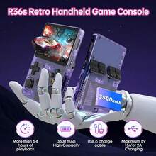 R36S Retro Handheld Game Console, 3.5 Inch IPS Screen, 128GB Memory, Over 40,000 Games, Based On LINXU Open Source ARKOS, 3500mAh Battery (White) - Purple - View 6