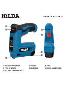 气动钉枪家具气动枪木框订书机气动工具电动工具，配有2000枚订书钉，适用于木材、工艺品、织物和家具。 - 彩色 - 查看 8