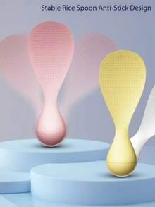 1/2pcs Creative Self-Standing Anti-Stick Rice Paddle, Heat-Resistant Rice Scoop Suitable For Rice Cooker, Cafeteria, Kitchen, Easy To Clean - Multicolor - View 2