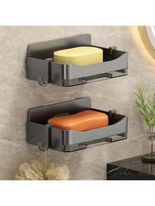 حامل صحن الصابون المثبت على الحائط، صينية صابون الحمام مع التصريف، رف تخزين الصابون