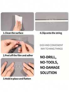 55/25/15pcs Outdoor String Light Hooks, Heavy Duty Cable Clips, Non-Damaging Wire Clamps, Waterproof & UV-Resistant, Clear Self-Adhesive Hooks, Suitable For Home, Bathroom, Hanging Christmas Lights, Outdoor & Yard Decor - Multicolor - View 7