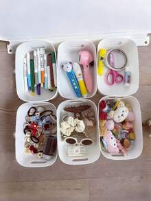 10个装浴室收纳篮，带提手收纳篮，适用于家庭、厨房、浴室、办公室、卧室，可作文具收纳、梳妆台化妆品收纳、塑料学习篮、厨房收纳篮，1/5/10个装