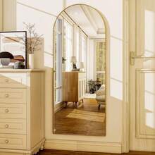 56"X21"Full Length Mirror Arch Floor Mirrors With Aluminum Alloy Frame Free-Standing Wall Mounted Or Leaning Large Bedroom Dressing Mirror Modern & Contemporary Decor For Home,Gold,Selfie Mirror, Apartment Friendly - 金色 - 查看 2