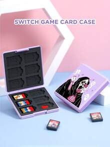 1个幽灵图案12槽Switch游戏卡盒，兼容Switch游戏卡和Micro SD卡，便携式存储卡收纳盒，方便携带 - 彩色 - 查看 17