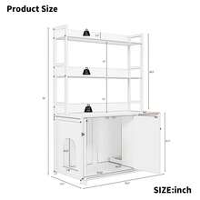 Negro Mueble Oculto para Caja de Arena de Gatos 132x45x90 cm con Múltiples Estantes Encimera Puertas Magnéticas Pared Divisoria Separada Alfombrilla de Rascado Estilo Vintage para Mascotas - Marrón - Ver 6