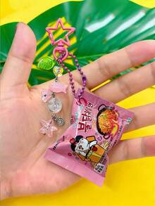 1个逼真方便面迷你钥匙扣，零食袋挂件钥匙圈，圣诞礼物，韩国零食钥匙扣，包包挂饰，汽车钥匙链配件，女士汽车配件，包包配件，适合作为礼物送给朋友、老师、母亲、父亲、毕业典礼和教师节礼物 - 彩色 - 查看 4