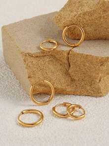 1 Cặp bông tai tròn bằng thép không gỉ thời trang tối giản dành cho nam để trang trí hàng ngày làm quà tặng trang sức - Nhiều màu - Xem 8