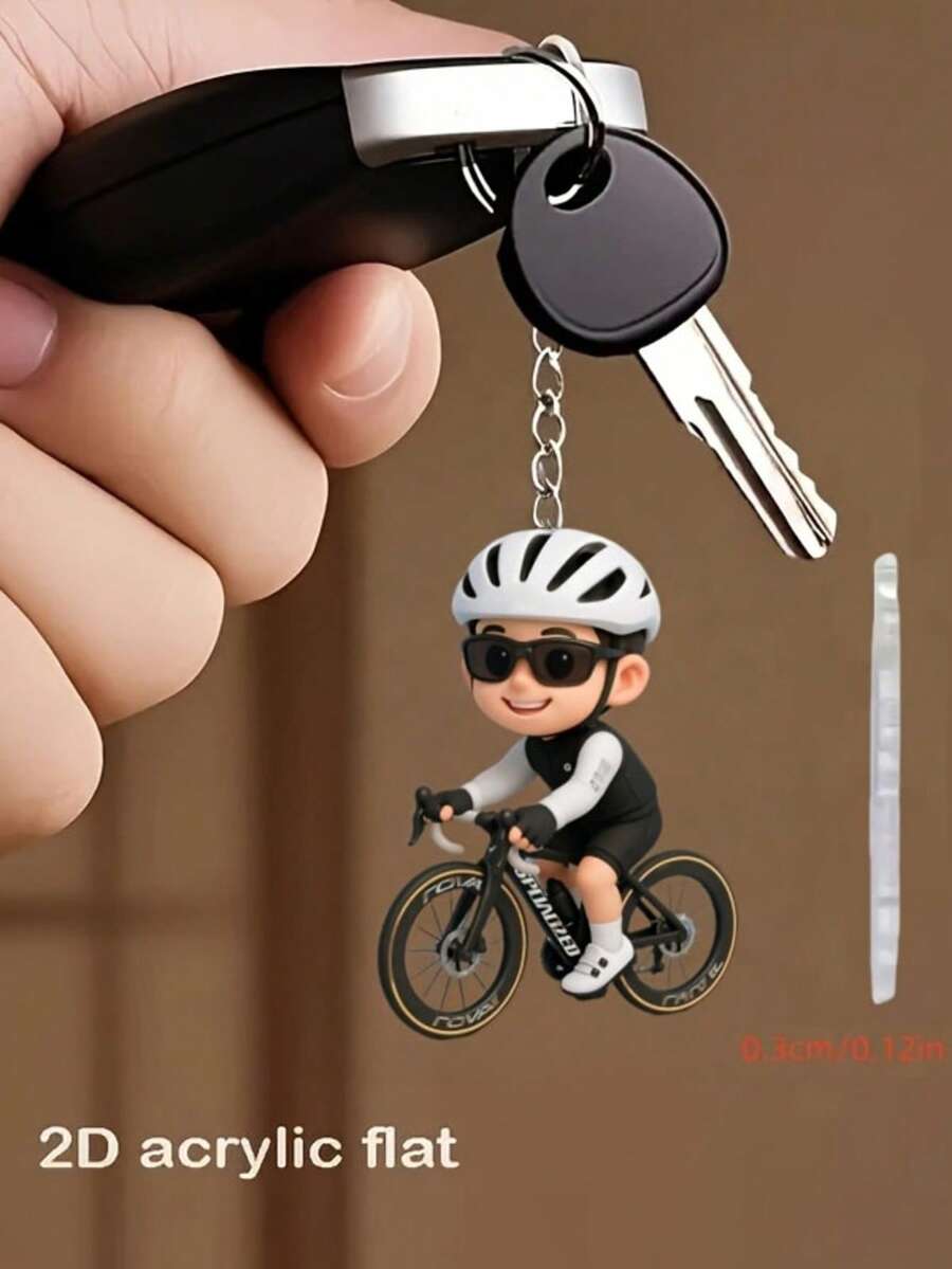 3/1 Cute And Fun Keychains For Cycling Boys And Girls, Made Of 2D Flat Acrylic Material, Suitable For Cycling Enthusiasts' Bag Accessories, Keychains, Car Keychains, Car And Home Decorations, Keychains, Perfect Gifts For Family And Cycling Enthusiasts - Cycling - View 1