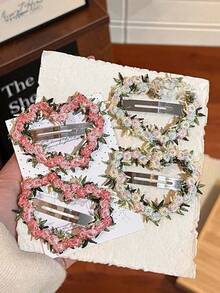 6 chiếc kẹp tóc hình hoa chủ đề tình yêu - Phụ kiện tóc đơn giản và đa năng dành cho bé gái, kẹp càng cua, kẹp tóc cài, kẹp tóc cài đầu, phụ kiện tóc - Nhiều màu - Xem 3