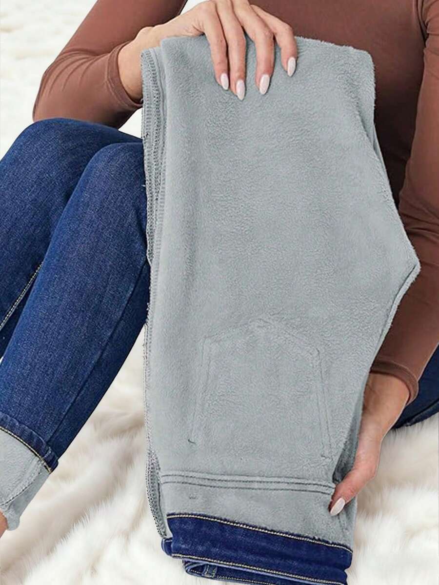 Leggings de mezclilla lavada para mujer de otoño e invierno talla grande pantalones con forro polar, pantalones gruesos y cálidos con forro polar de otoño e invierno, adecuados para salir en otoño e invierno, ropa con ambiente navideño