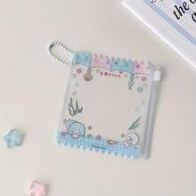 Girls' Transparent Cartoon Candy Card Holder With Zipper Closure - 70mm Cute Anime & Character Designs, Durable PVC School Supplies For Students, Cute School Supplies, Playful Design - Màu xanh lam - Xem 12