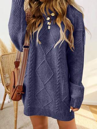 Women's Knitted Sweater Dress, Loose Fit, Suitable For Commute, Vacation And Casual Wear, Spring/Summer New Arrival