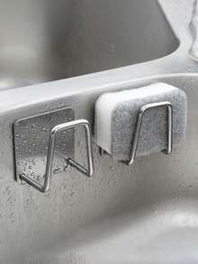 2 piezas Soporte para esponja de acero inoxidable sin taladro - Estante de drenaje de cocina autoadhesivo con red de drenaje, adecuado para esponja, cepillo, líquido lavavajillas, regalo de Navidad 2025 - Multicolor - Ver 3