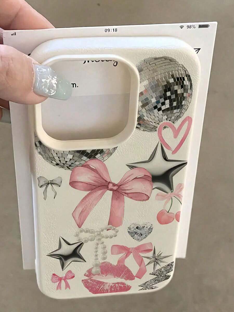 1pc Unique Astronaut & Red Lip Pattern Full Coverage TPU Shockproof Phone Case, Compatible With Apple 16, 15, 14, 13, 12, 11 Pro Max, Series - 款式3(1pc) - 查看 1