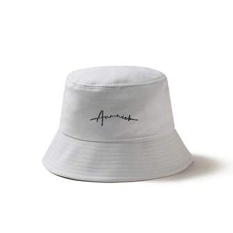 1顶刺绣字母休闲渔夫帽 - 男女通用运动时尚帽，采用轻质聚酯纤维填充，无弹力面料，可手洗 - 春秋季休闲风帽子