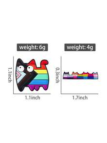 一套LGBT骄傲彩虹猫徽章珐琅别针卡通小猫宠物猫金属胸针衣服翻领徽章珠宝礼物送给朋友 - 彩色 - 查看 10