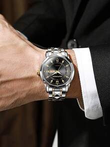 1pc New Arrival Men's Watch, Quartz Watch With Faux Chronograph Dial, Stylish And Sporty Large Dial - Multicolor - View 13