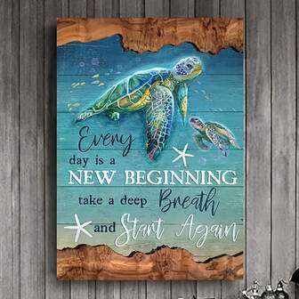 1pc Turtle Under The Ocean Everyday Is A New Beginning Canvas Wall Art Artwork Home Decor For Bedroom Living Room Bathroom No Framed