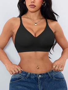 QIW 1 قطعة حمالة صدر رياضية نسائية مريحة وخالية من الحياكة، قابلة للتعديل، لاسلكية مع وسادات قابلة للإزالة