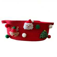 1PC Christmas Gift Packaging Basket, Woven Santa Claus Apple Bag Tote Bag, Holiday Gift Packaging Basket Storage Basket, Suitable For Christmas Gift Packaging, Storage Of Apple Candies, Etc - Multicolor - View 7