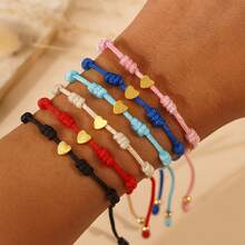 1 chiếc vòng tay hạt đồng phong cách Bohemian tối giản, vòng tay hình trái tim, vòng tay hạt vàng, vòng tay dệt nhiều màu có thể điều chỉnh, vòng tay may mắn, vòng tay đeo nhiều lớp, vòng tay đôi, quà tặng bạn bè, quà sinh nhật, quà tặng chị em gái, quà tặng gia đình, quà tặng ngày Valentine, quà Giáng sinh. - Nhiều màu - Trái tim - Xem 3