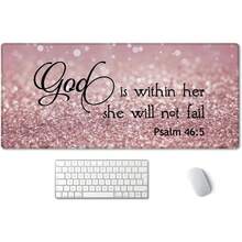SSOIU Bible Verse Mouse Pad  XFull Desk Mousepad Extended Large Non-Slip Rubber Base Waterproof Big Keyboard Mat With Stitched Edges - PSALM  God Is Within Her,She Will Not Fall - 1 - 查看 6