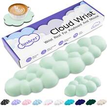 Cloud Wrist Rest Keyboard, 3-In-1 Cloud Keyboard Wrist Pad Set With PU Leather Memory Foam, Cute Tenkeyless/Full-Size Arm Rest For Comfortable Palm Support, Soft PC/Gaming Desk Accessories And Office Setup Essentials, Computer Hand Cushion For Long Typing And Gaming, Ideal For Home Office Desk Setup, Daily Ergonomic Support And Christmas Gift