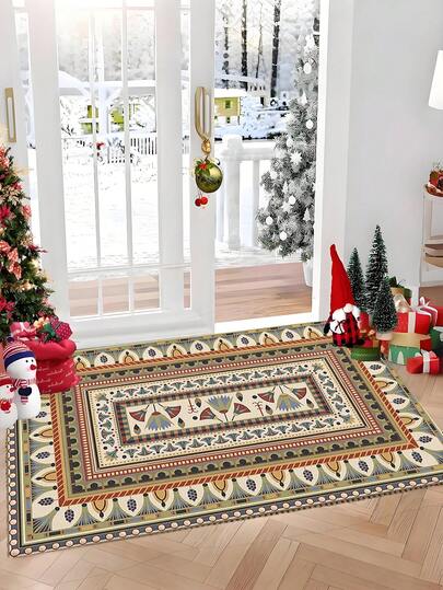 埃及图案艺术设计：以多层边框和莲花图案为核心，采用复古色彩——是展示古埃及文化的艺术展览或时尚应用的理想之选。防水防滑门垫，适用于家庭入口，橡胶底迎宾垫，易于清洁，防滑效果好，适用于前门、入口、走廊、露台、室内/室外，经久耐用，非常适合人流量大的区域。