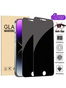 2pcs 6.9-Inch Screen Protector For IPhone 17, 16 Pro Max, 16 Pro, 16e, 16, 16 Plus, 15 Pro Max, 15, 15 Pro, 15 Plus, 14 Pro Max, 14, 14 Plus, 14 Pro, 13 Pro Max, 13, 13 Pro, 12 Pro Max, 12, 12 Pro, 11, 11 Pro Max, 11 Pro, XS, XS Max, Privacy Protection, Ultra-Clear Tempered Glass, 9H Hardness, Magnetic Installation, Eye-Care Anti-Glare, Compatible With Phone Cases