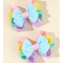2 Piezas de Pinzas de lazo de colores caramelo para niñas pequeñas , accesorios para el cabello de niños y adolecentes , adecuados para el dia - Multicolor - Ver 5