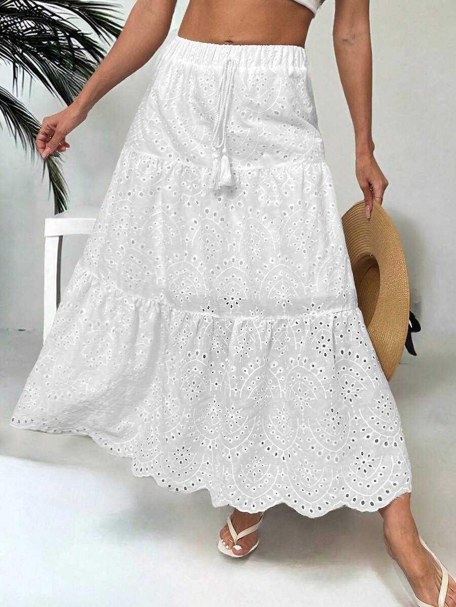 EARO 女士甜美优雅混合蛋糕下摆半身裙，百搭