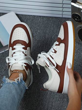 Beige And Brown Color Blocking Create A Sophisticated Neutral Look. These Breathable And Comfortable Shoes For Women Feature A Durable And Wear-Resistant TPR Sole. Suitable For Parties, Everyday Wear, Vacations, Holiday Gifts, And Stylish Outings For Both Men And Women.