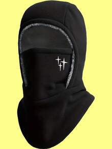 1pc Winter Balaclava Mask, Warm Fleece Neck Gaiter With 3-Star Graphic, Thick Material For Cycling, Running, Fishing, Winter Gift