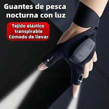 2 Pares Guantes con Luz LED, Guantes de Trabajo sin Dedos con Linternas Manos Libres para Mecánico/Noche/Pesca (Negros), Regalos Tecnología Hombre, Padre, Cumpleaños - 1 - Ver 4