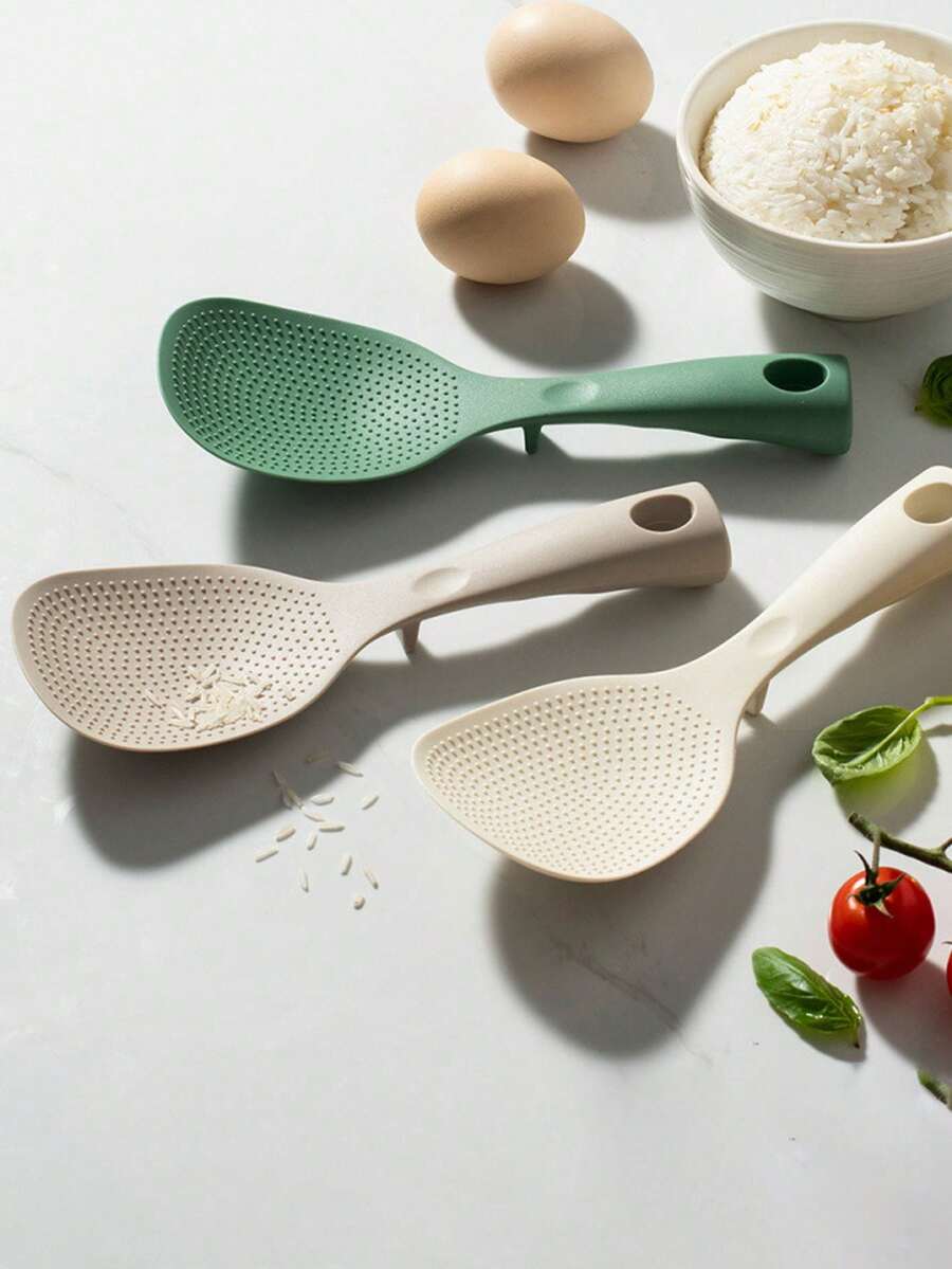 Silicone Rice Spoon With Stand, Heat Resistant Non-Stick Rice Paddle For Rice Cooker, Pot, Pan - Ergonomic Handle And Hanging Hole, Easy To Clean, Heat Resistant Up To 350°F, Dishwasher - Multiple Colors Available