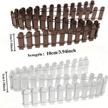 3件套迷你木栅栏套装，带木质和金属丝细节 - 逼真的尖桩篱笆，适用于娃娃屋花园、迷你景观、水族箱 - 户外/娃娃比例围栏（兼容立体模型、圣诞场景）