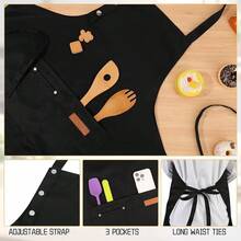 2 Pack Kitchen Aprons For Women, Adjustable CooFKing Aprons For Women With Pockets, Waterproof Chef Aprons,Black - Black - View 4