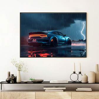 1 pieza Póster de lienzo sin marco, Arte moderno, Póster de coche, Para dormitorio, sala de estar, pasillo, Arte de pared, Decoración de pared, Decoración de invierno, Decoración de habitación