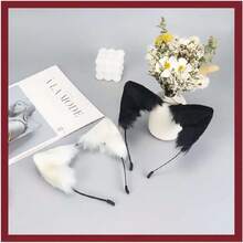 Cat Fox Faux Fur Ears Headband Cute Halloween Fancy Dress Cosplay Hanade Animal Furry Ears Hair Hoop,30215755 - 黑色 - 查看 2