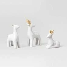 3ct Christmas Ceramic Deer Decor Set White- Wondershop - 預設 - 查看 3