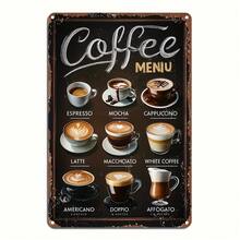1pc Retro Coffee Dish Metal Tin Signage, Multi-Purpose Aluminum Foil Engraved Murals, English Language Decorative Signage For Homes And Gardens, Kitchens, Bars, Cafes - Multicolor - View 3