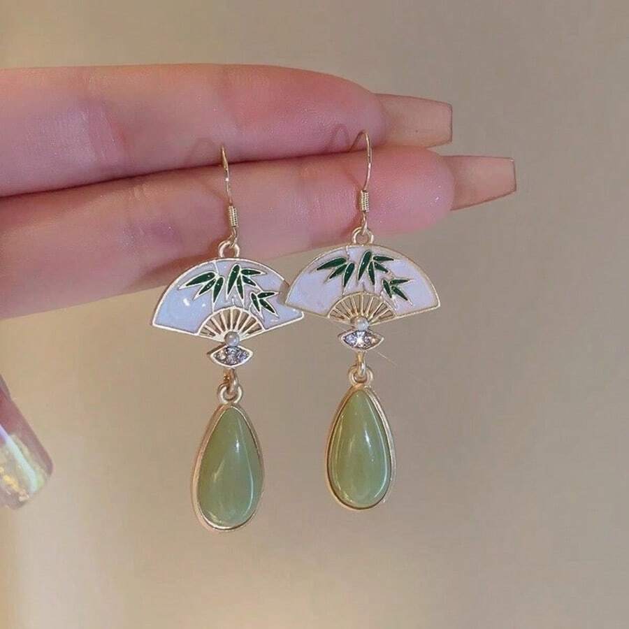 زوج من أقراط الشرانق على الطراز الصيني، أقراط قطرة أنيقة مستوحاة من الهانفو/تشونغسام الفاخرة للنساء