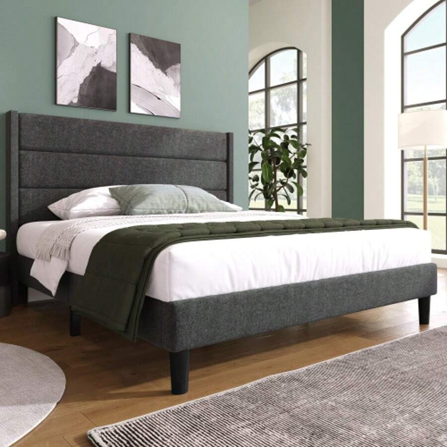 Marcos de cama - Gris oscuro + Lino + 140 cm x 200 cm - Ver 1
