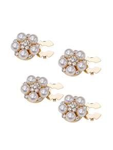 1/2/4 pièces Ensemble de boutons strass de 21 mm pour femmes, Ensemble de boutons perle, Clips de boutons amovibles, Boutons fleurs en cristal pour vêtements, Boutons avec pinces, Convient pour les robes, les tenues de soirée, les accessoires de chemise - Multicolore - Voir 14
