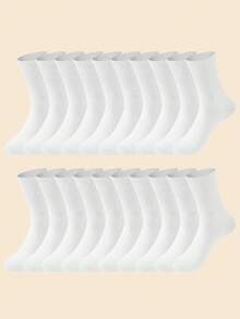 10pairs Solid Crew Socks, Fall Socks - Black and White - View 18