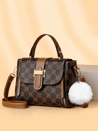 Fashion Pattern Handbag, Large Capacity Middle-Aged Women's Bag, Double Arrow Design